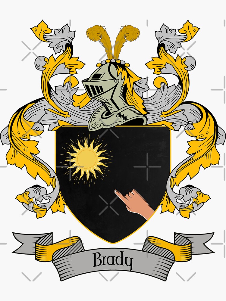 "Brady Coat of Arms Brady Family Crest Shirt" Sticker by chuppys