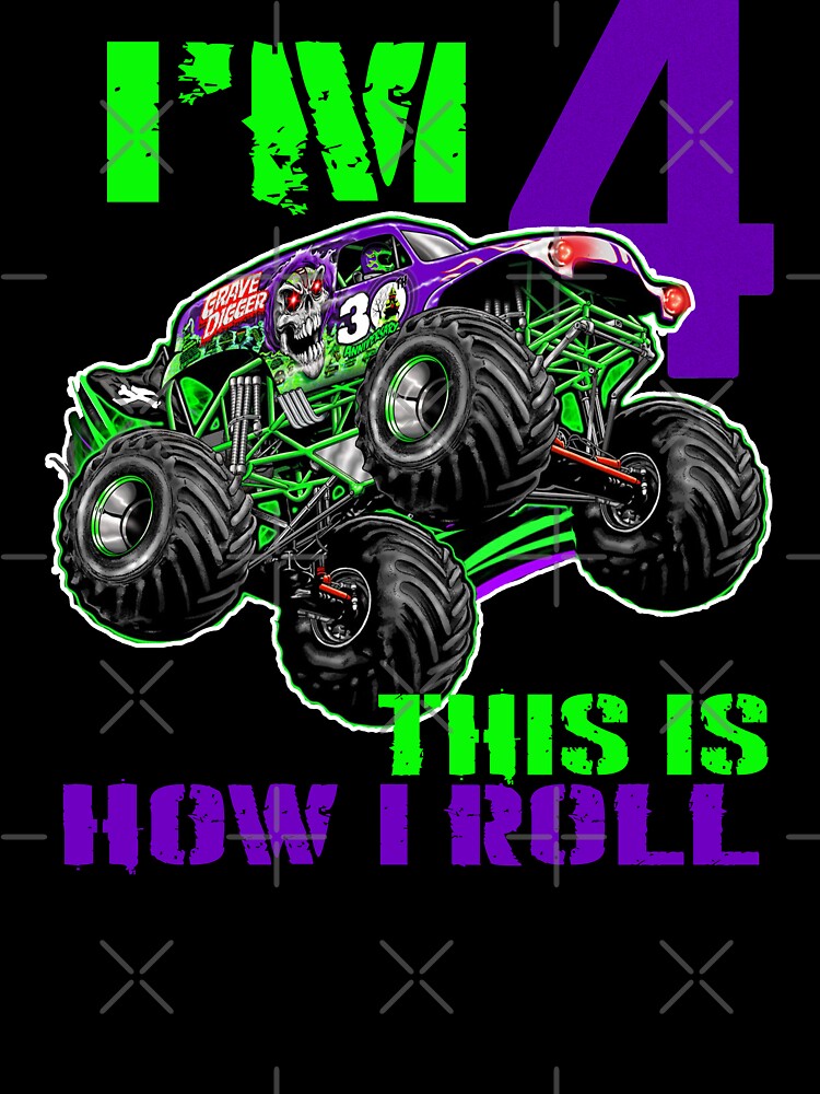 monster truck 4th birthday shirt