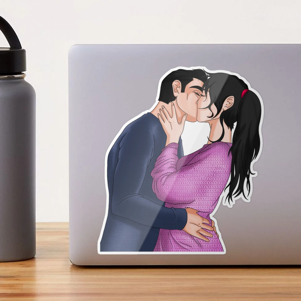 Passionate kissing couple love wall sticker