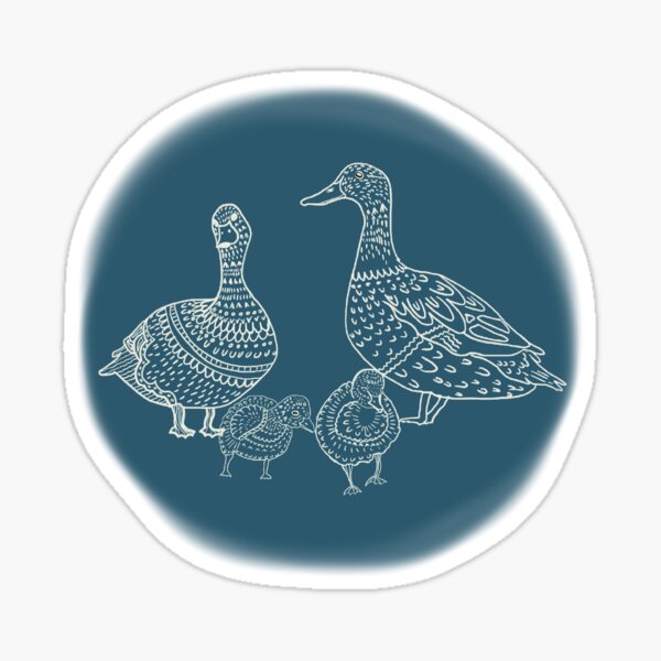 Ducks and ducklings by the river Sticker