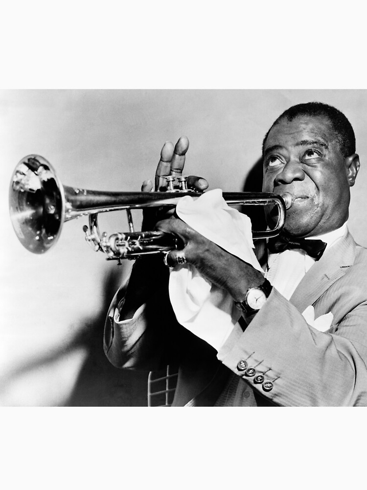 Louis Armstrong (Satchmo) Playing Trumpet T-Shirt Men / White / S