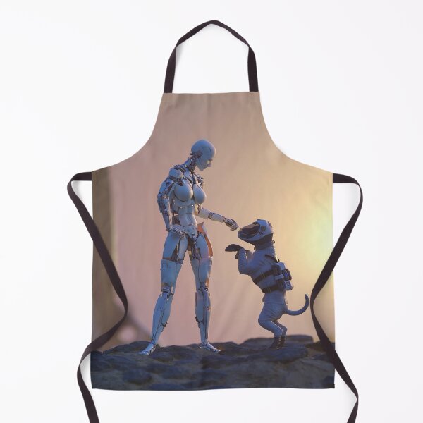 Item preview, a robot playing with a dog on the surface of Mars  designed and sold by Mike Kiev art.