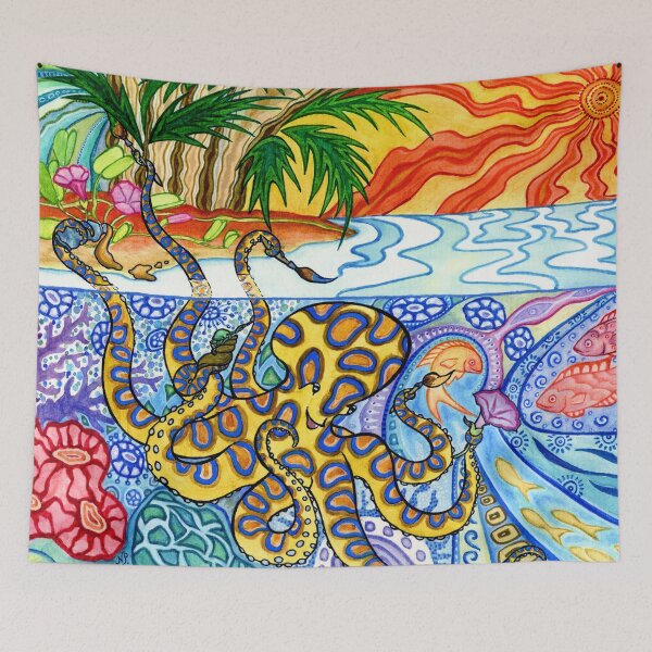 Item preview, Octopia - tropical octopus painting its colorful home designed and sold by Octopiadesign.