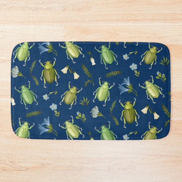 Item preview, Beetles - Beautiful Green and Blue Bug and Plants Illustrations Pattern designed and sold by TheRainbowRoom.