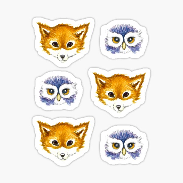 Fox and owl watercolor Sticker