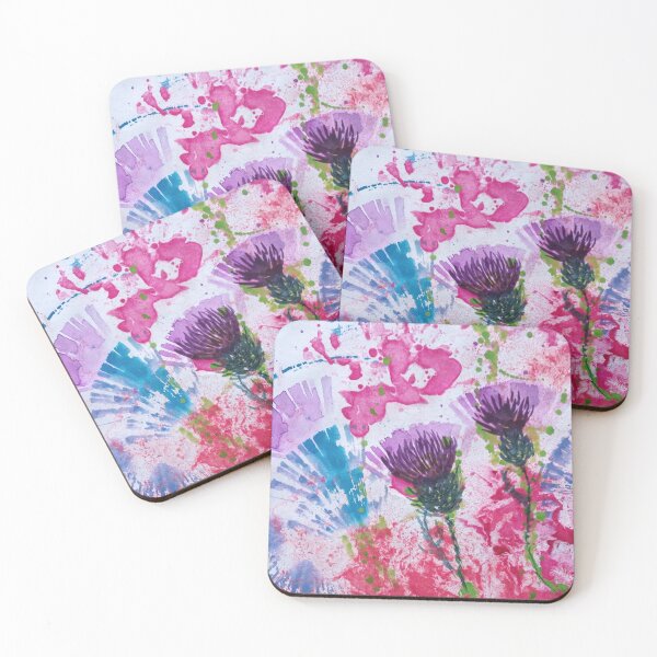Item preview, Thistle, wild flowers, violet red blue, rainbow designed and sold by NessArtByEwa.