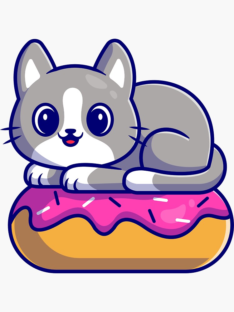 EXTREME CUTE CAT ON DONUT - donut cat\
