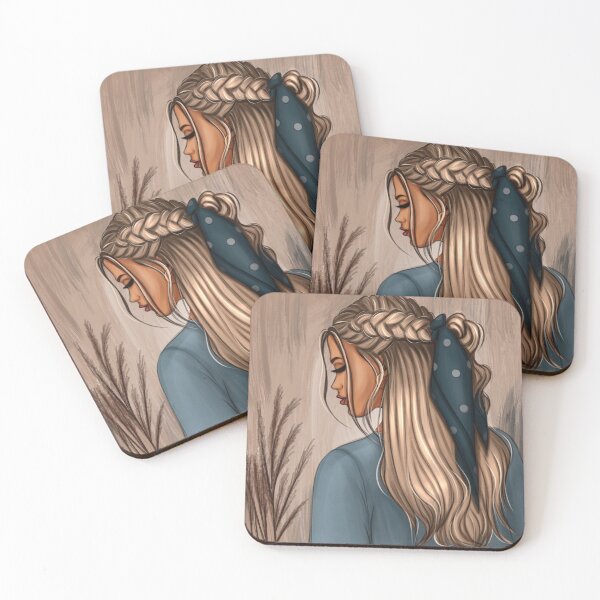 Item preview, Girl braids hairstyle blonde plant kerchief digital art designed and sold by SarbashArt.