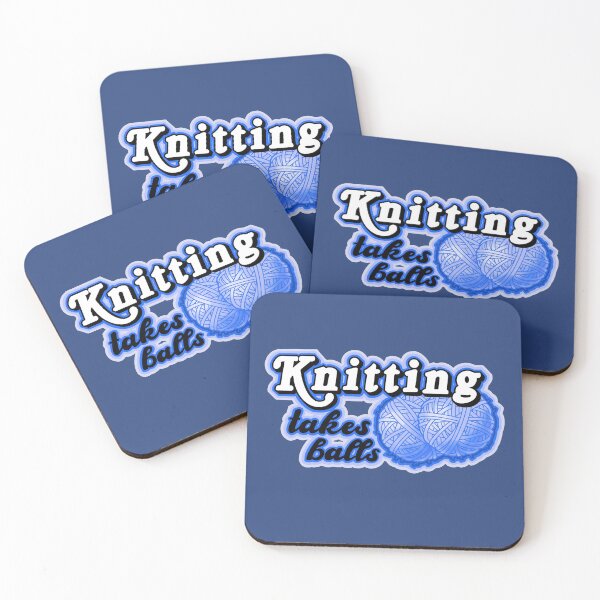 Item preview,  knitting takes balls, male knitter pun designed and sold by weilertsen.