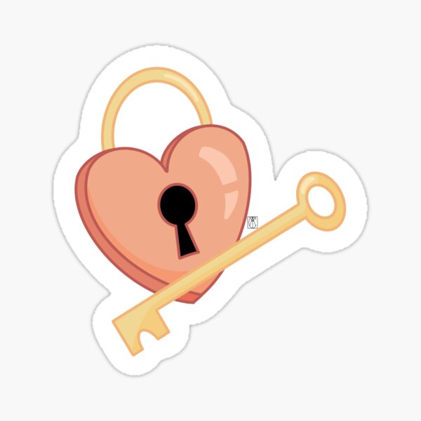 Pink heart lock sticker