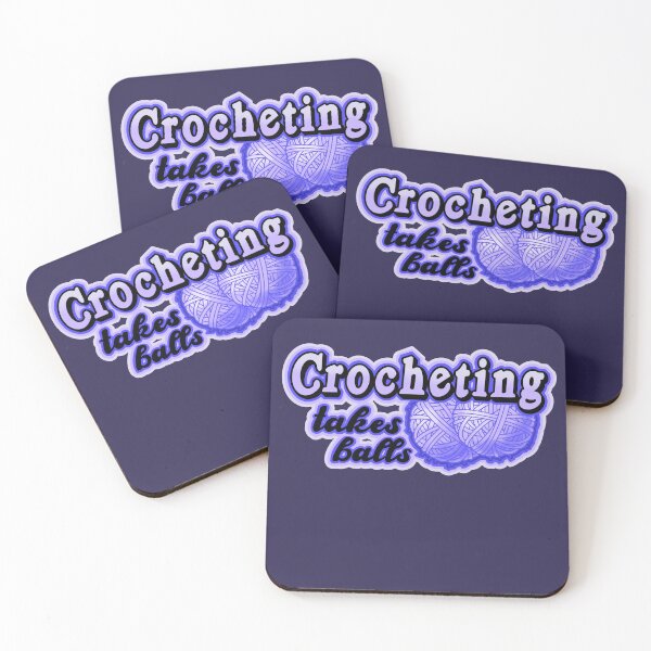 Item preview,  crocheting takes balls, funny male crocheter  pun designed and sold by weilertsen.