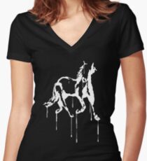 Splatter Horse (white) Women's Fitted V-Neck T-Shirt