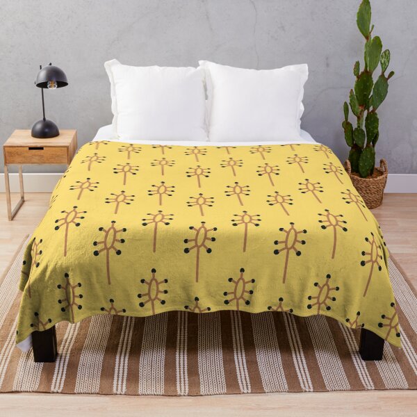 Item preview, Warm yellow seamless pattern with modern stems with black buds. designed and sold by irismoreau.