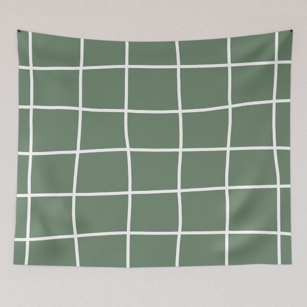 Item preview, Large Hand Drawn Grid (white/sage green) designed and sold by Design Minds Boutique.
