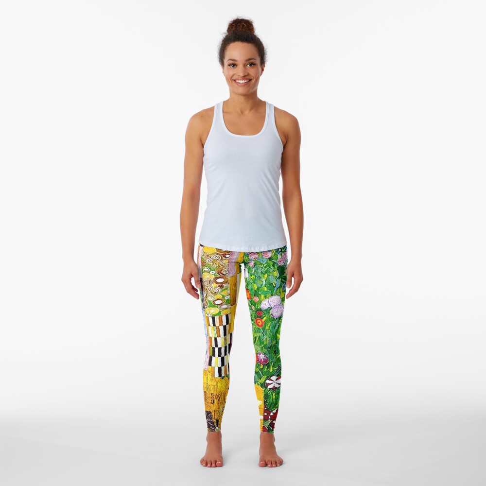 Gustav Klimt ; Vintage 1917 Adele Bloch-Bauer in Garden Print Leggings