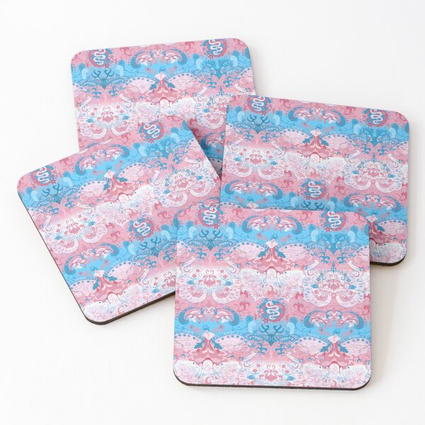 Item preview, Transgender Dragon Damask -- Trans Pride Flag Colors designed and sold by ArgyleImp.