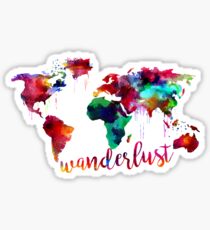 Watercolor Wanderlust World Map Sticker