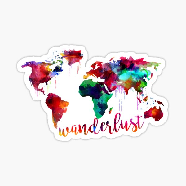 Watercolor Wanderlust World Map Sticker
