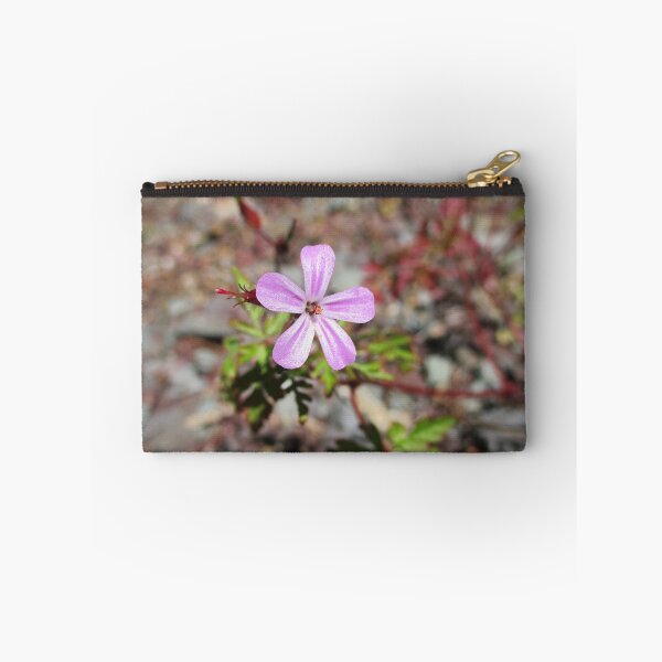 Item preview, Close up of a pink purple five petal vine flower with red stems. designed and sold by Image-in-that.