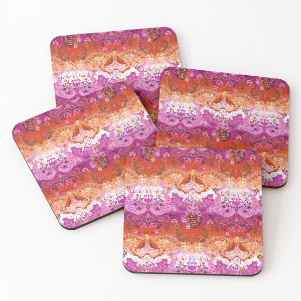 Item preview, Lesbian Dragon Damask -- New (2018) Pride Flag Colors designed and sold by ArgyleImp.