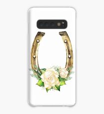Funda/vinilo para Samsung Galaxy Herraduras de acuarela en color dorado con diseño de rosas blancas