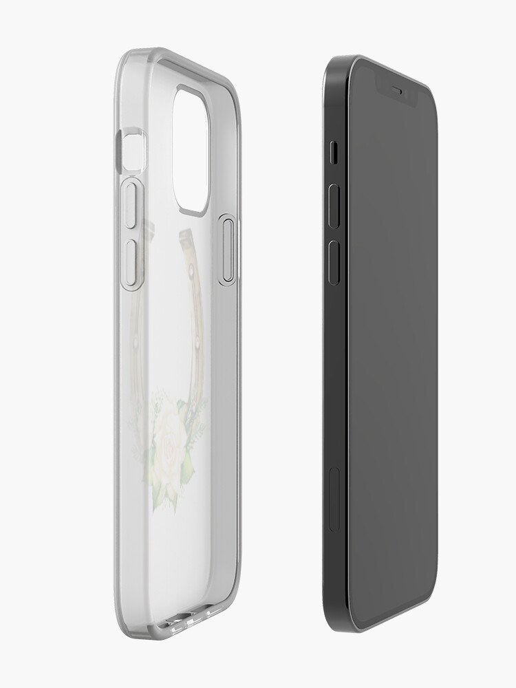 Alternate view of Watercolor horseshoes in golden color with white roses design iPhone Case & Cover