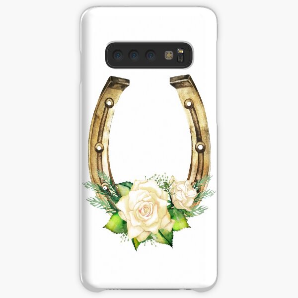 Watercolor horseshoes in golden color with white roses design Samsung Galaxy Snap Case