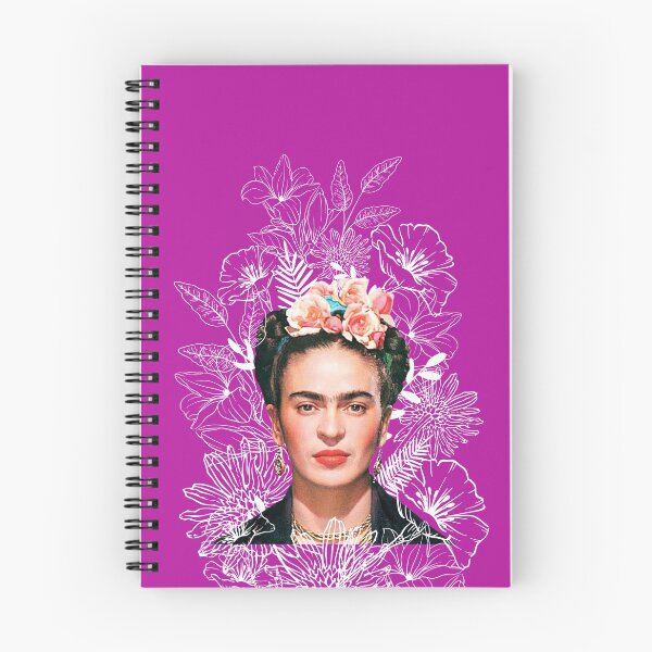 Item preview, Frida Kahlo portrait color, white flowers, pink background designed and sold by Adriana C (All about Frida).