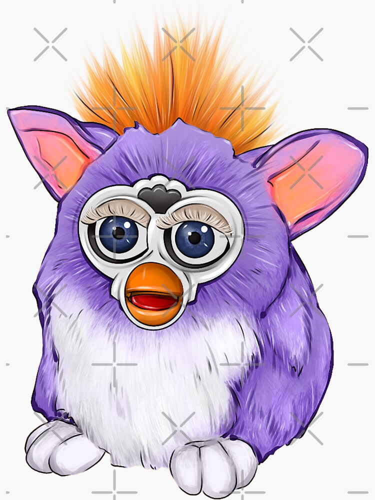 Impression métallique for Sale avec l'œuvre « Furby violet mignon » de  l'artiste AlbaDeWitt