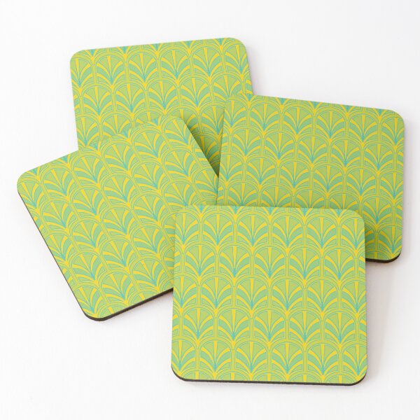 Item preview, Art Deco Palm Theme in Gold and Turquoise  - Seamless Pattern designed and sold by Retro Art Factory.
