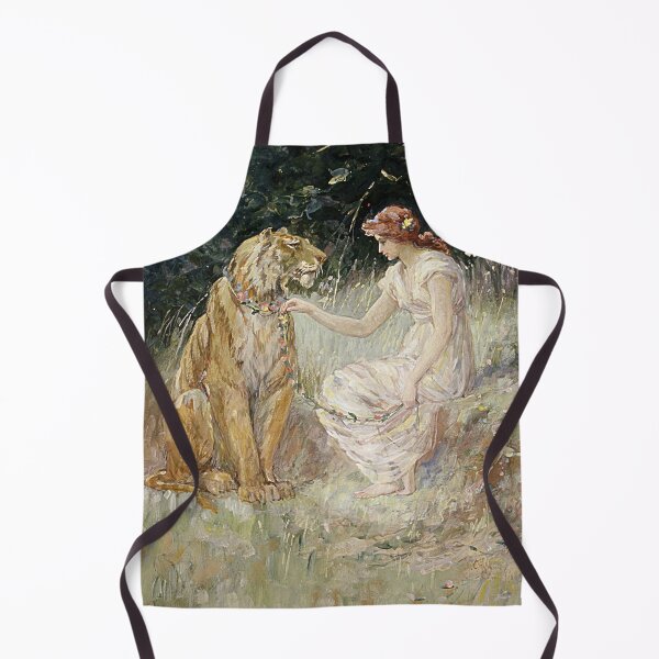 Item preview, The Lady And The Tiger On The Flower Chain | Vintage Painting designed and sold by Petra Becker.