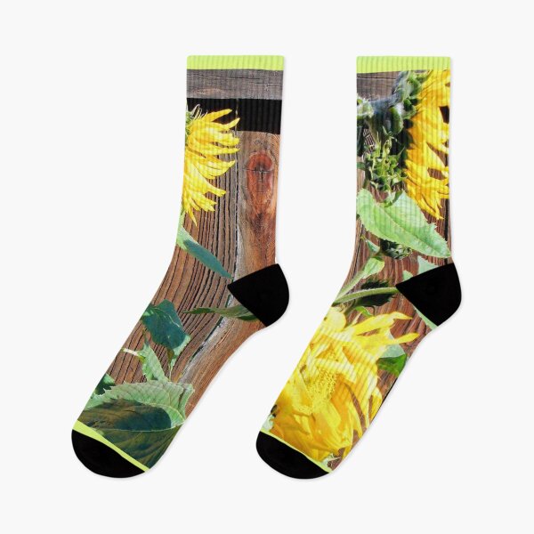 Item preview, Three Large Sunflowers Against Wooden Fence designed and sold by ThisNThatImages.
