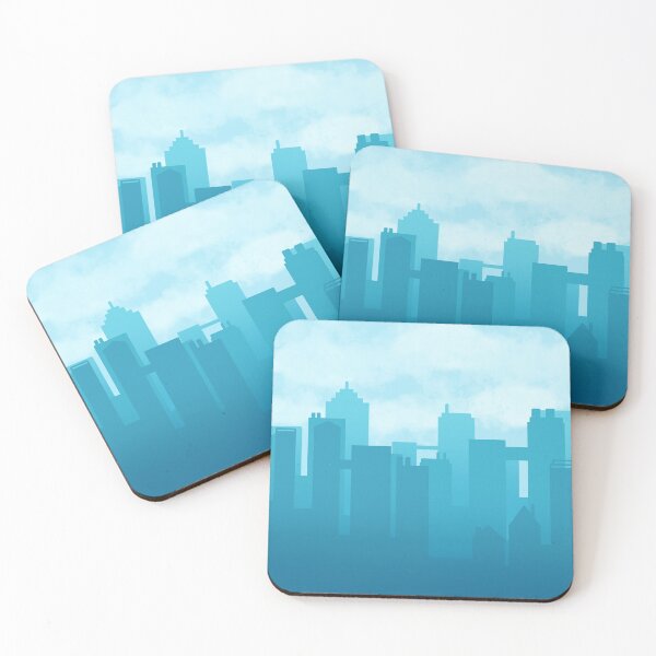 Item preview, Teal City Skyline with Clouds designed and sold by MangoMakes.