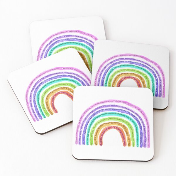 Item preview, Multicolor Rainbow Glitter Effect Whimsical Watercolor Painted designed and sold by CheriesArt.