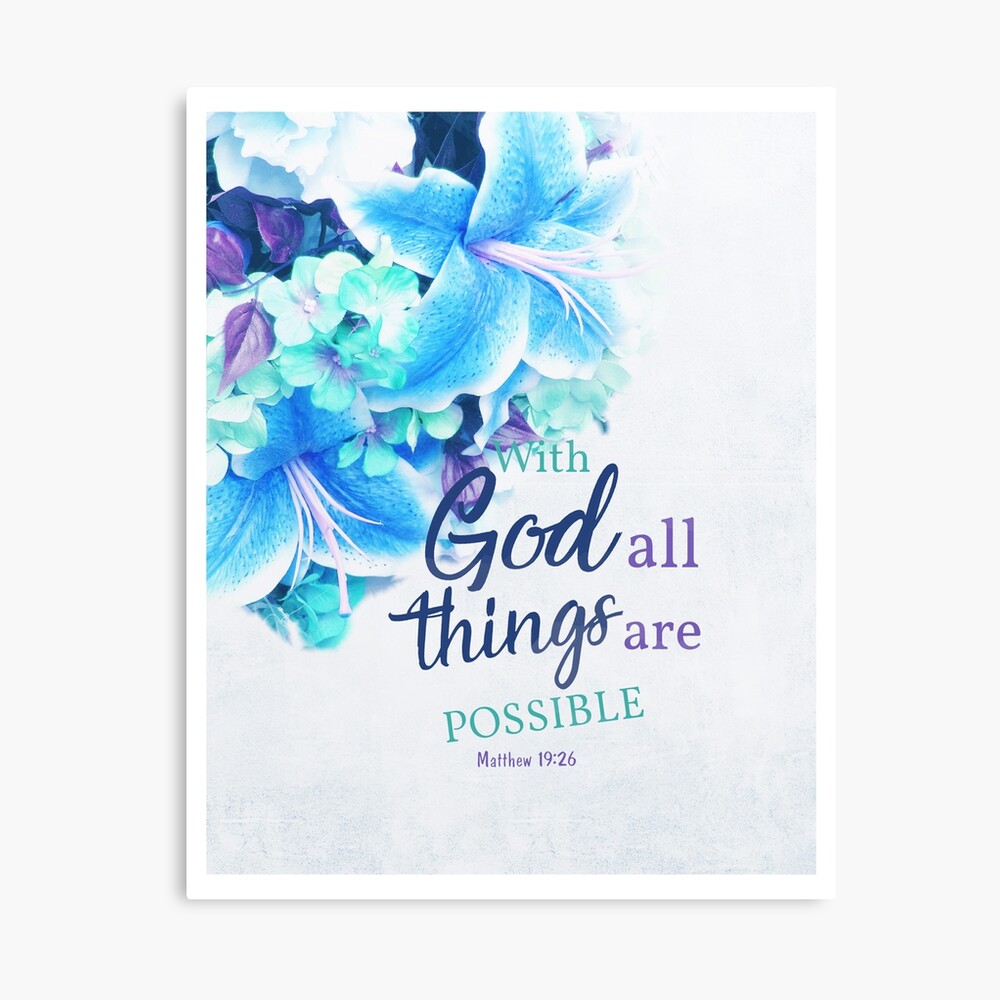 Bible Verses on Watercolor Blue Flowers Background