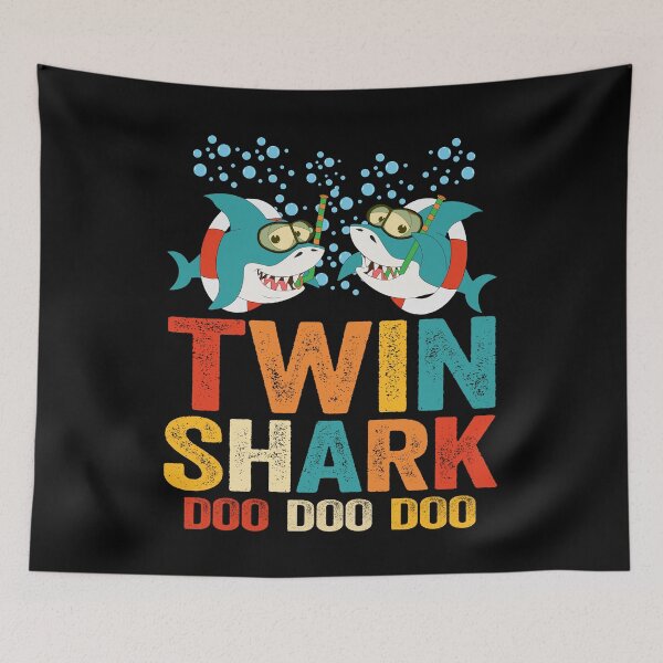 Artikelvorschau, Twin Shark Vintage Retro Doo Doo Doo Hai Haie entworfen und verkauft von Renergie.