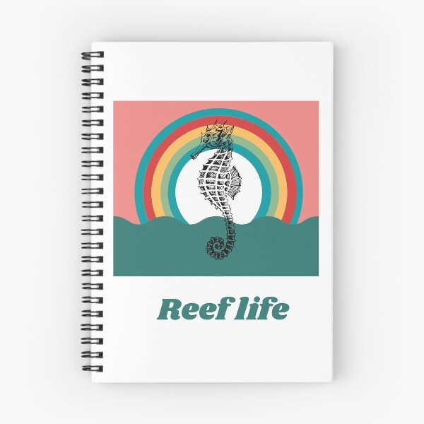 Item preview, Reef life Cool Aquarium hobby with retro sunset seahorse  designed and sold by Learntobeamom.