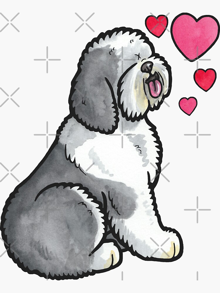 Old English Sheepdog Sticker for Sale by animalartbyjess