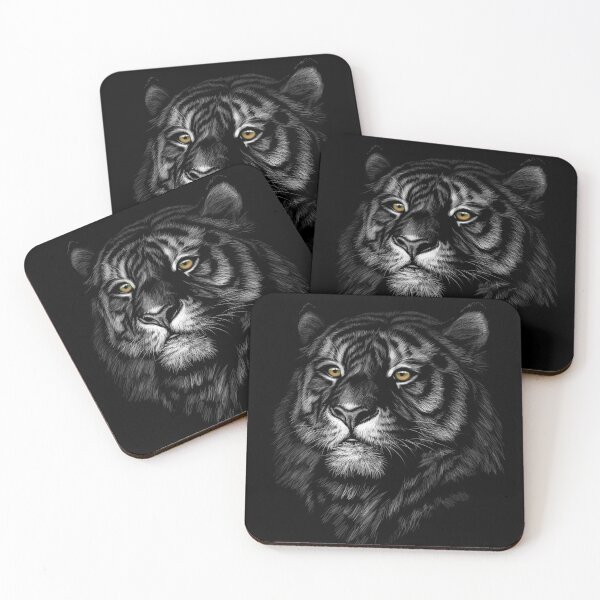Item preview, Tiger Face Head - Hand Drawn Animal Portraits on Black Background Collection - Tigers designed and sold by DetroitRebels.