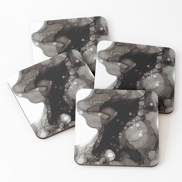 Item preview, Black Abstract 31221 Modern Alcohol Ink Painting by Herzart fluid art designed and sold by herzart.