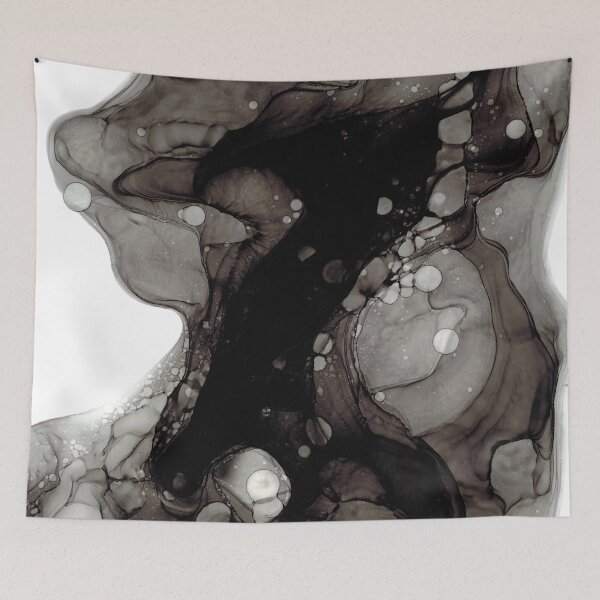 Item preview, Black Abstract 31221 Modern Alcohol Ink Painting by Herzart fluid art designed and sold by herzart.
