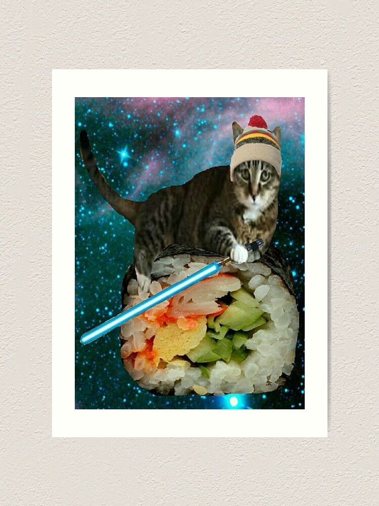 Impression Artistique Sushi Jedi Chat Par Taco Elgato Redbubble