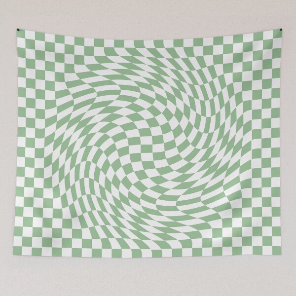 Item preview, Sage Green and White Checker Warp Pattern designed and sold by pacificdesign.