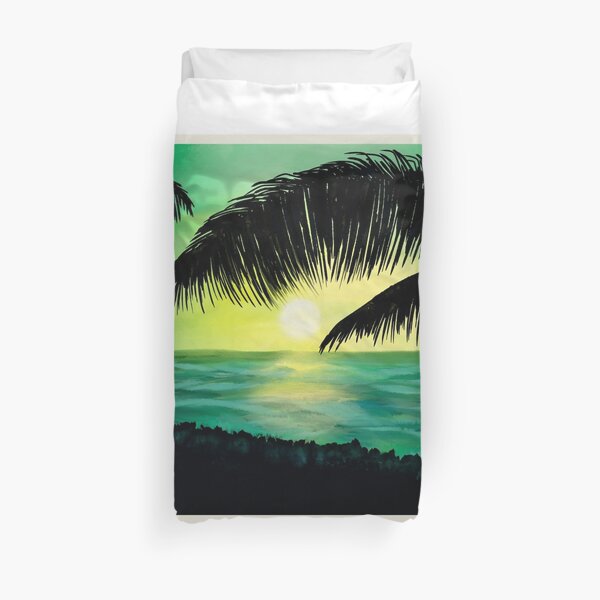 The Caribbean green sunset Duvet Cover