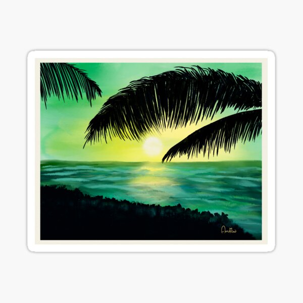 The Caribbean green sunset Sticker