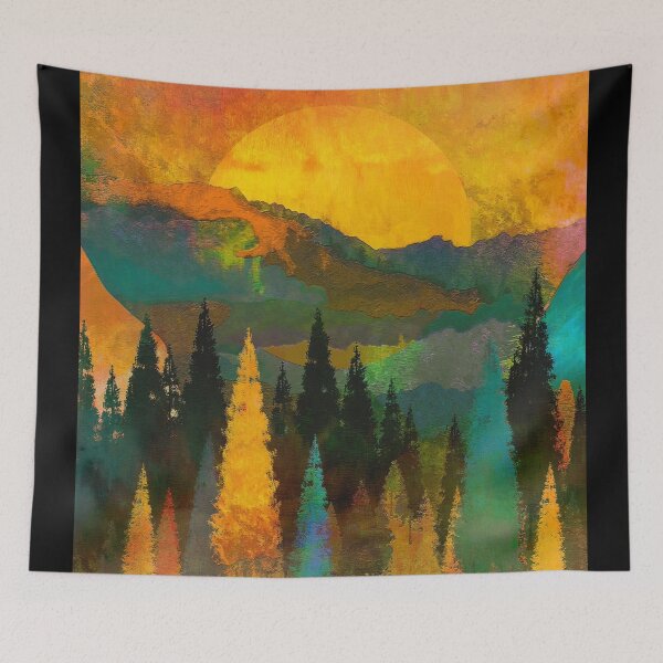 Item preview, Abstract Tree and Mountain Mixed Media designed and sold by omahatrading.