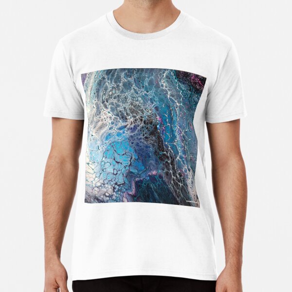 Blue Desire Fluid Pour Electric Electricity Acrylic Art Print Image Premium T-Shirt