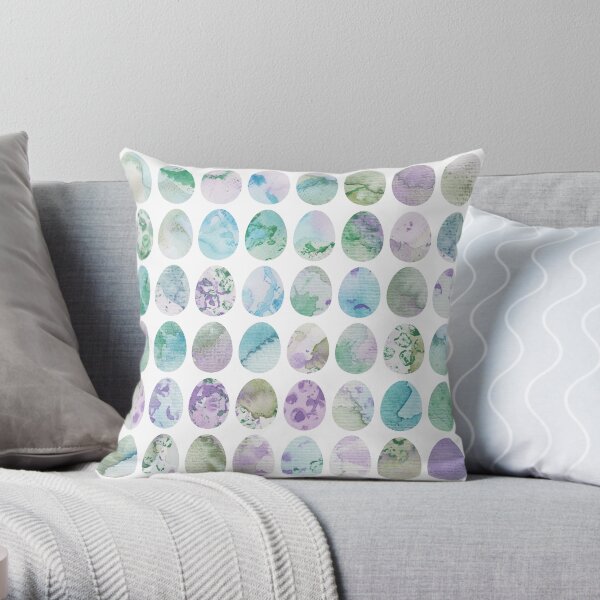 Watercolor Easter eggs in spring colors Throw Pillow