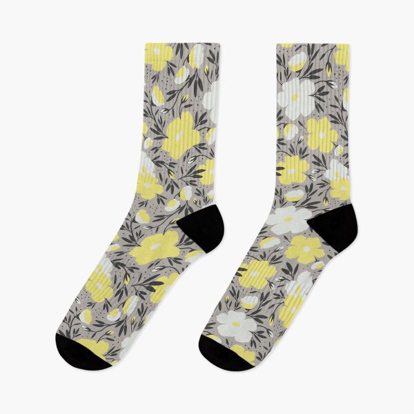 Item preview, Floral pattern in grey and yellow colors designed and sold by lents.