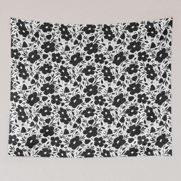 Item preview, Black and white floral pattern designed and sold by lents.